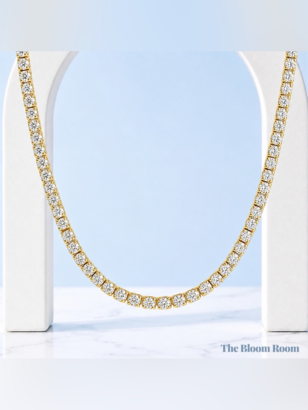 Radiant Line 5MM Tennis Necklace | 18K Gold Layered